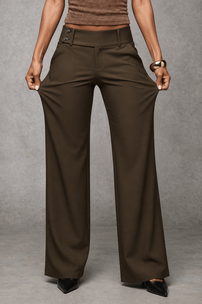 Women's Wide-Leg High-Waisted Trousers with Structured Waistband