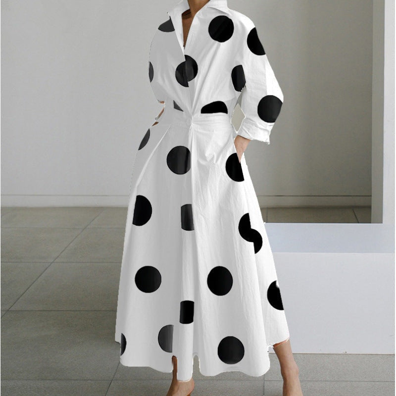 Alora Collared Front Wrap Printed Cotton Blend Women's Midi Dress