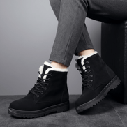 Women's Fur-Lined Suede Lace-Up Boots with Chunky Sole