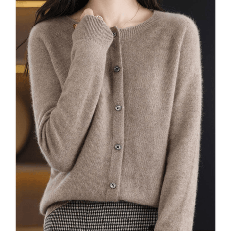 Danielle Round Neck Button-Front Knitted Cardigan for Women