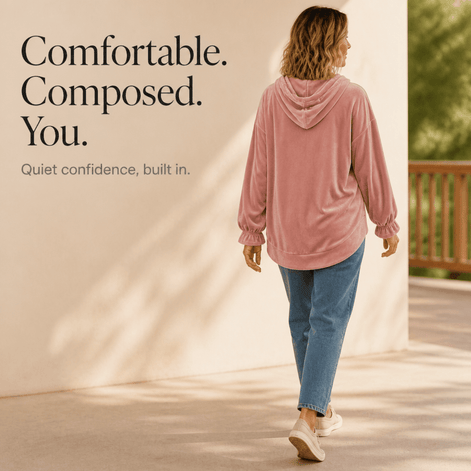 Women's Ruffle Cuff Velvet Relaxed Hoodie with High-Low Hem