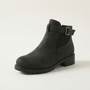 Women's Buckle-Strap Suede-Look Ankle Boots with Lug Sole