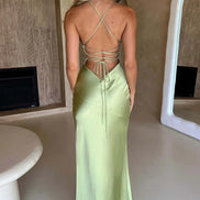 Martha Satin Slip Maxi Dress with Thigh Split