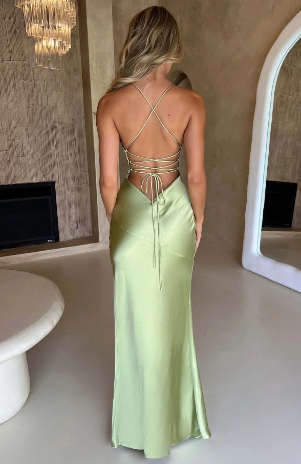 Martha Satin Slip Maxi Dress with Thigh Split