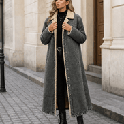 Denora Sherpa-Lined Full-Length Denim Winter Coat for Women