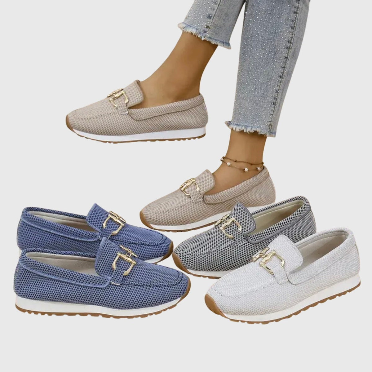 Lili Bit-Buckle Slip-On Sneakers with Orthopedic Cushioning for Women