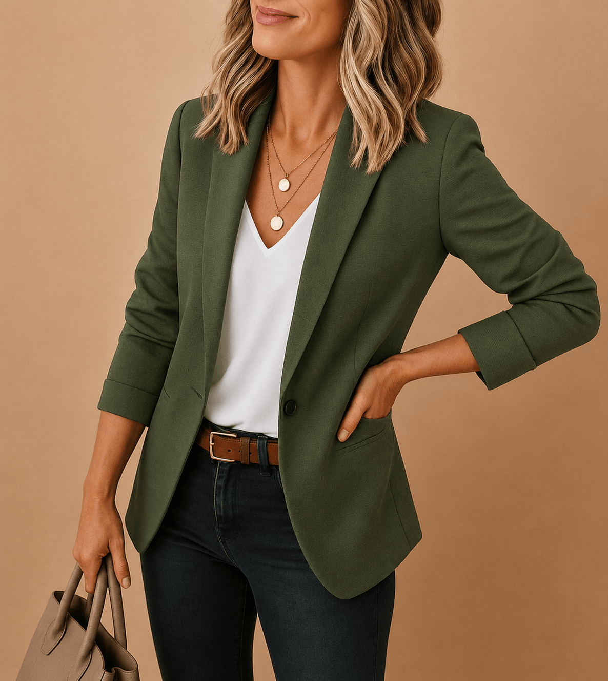 Lorelei One-Button Fitted Women's Tailored Blazer in Woven Fabric