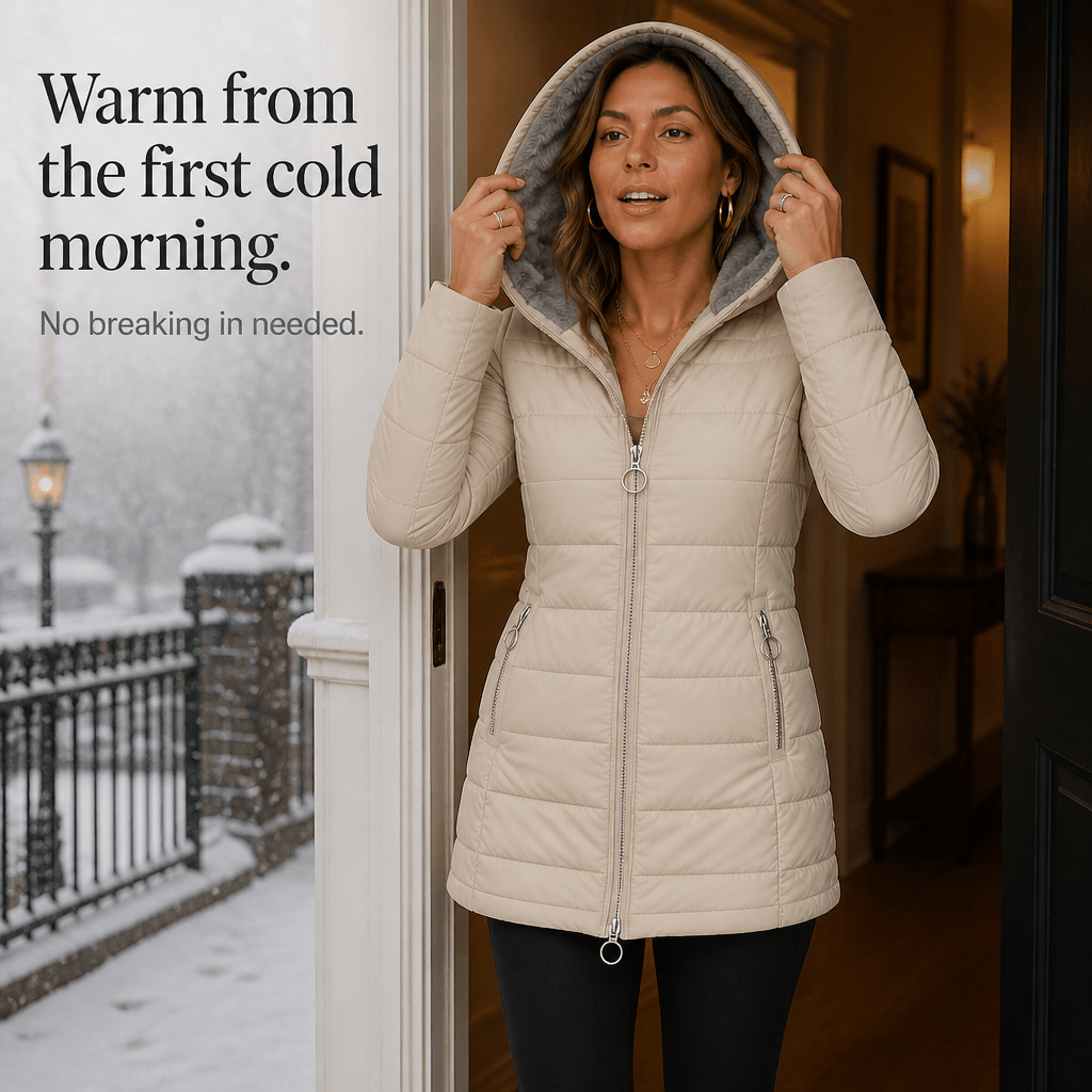 Women's Plush-Lined Hooded Longline Quilted Puffer Jacket
