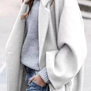 Oversized Long Winter Coat with Wide Sleeves in Wool Blend