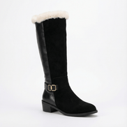 Velara Fleece-Lined Black Knee-High Winter Boots for Women