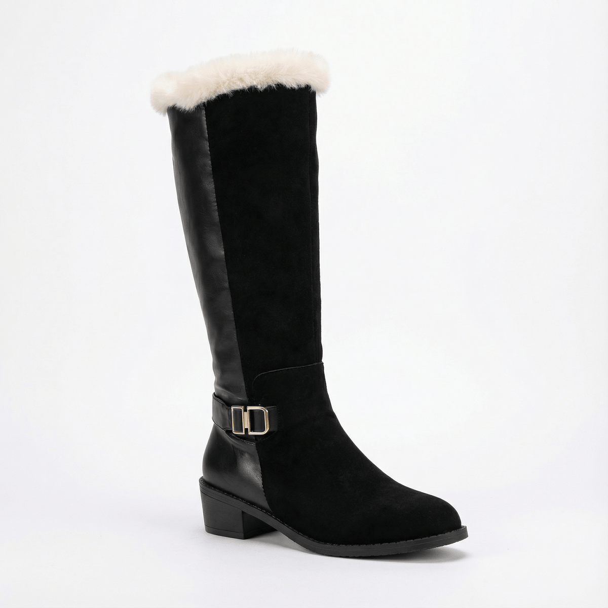 Velara Fleece-Lined Black Knee-High Winter Boots for Women