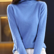 Women's Ribbed Turtleneck Knitted Jumper with Long Sleeves