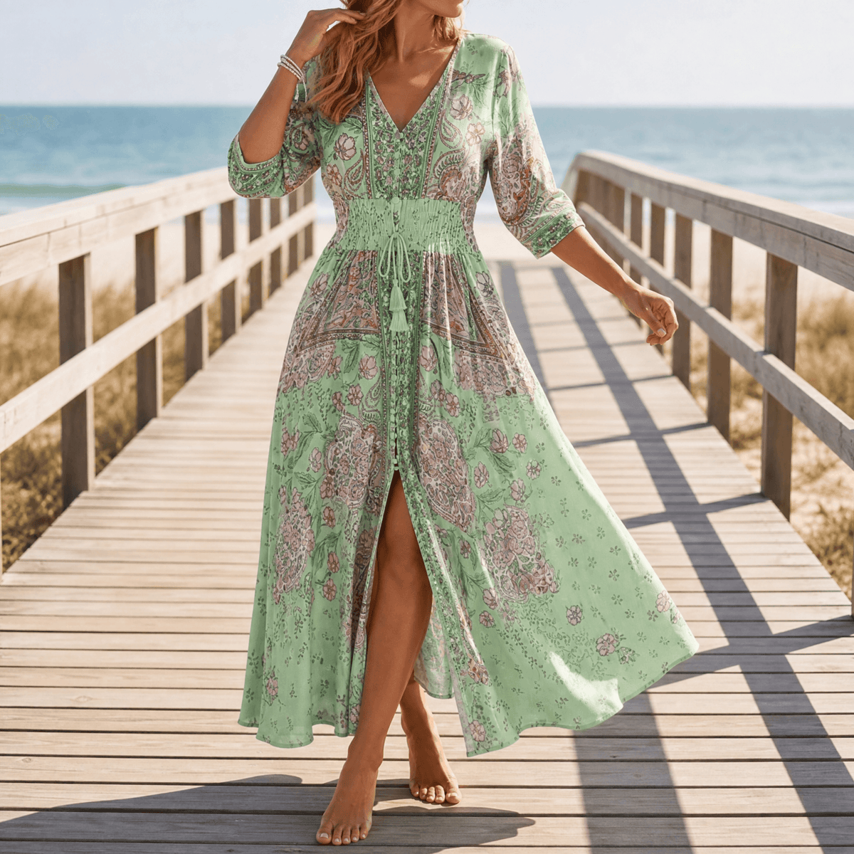 Floressa Flowy Floral V-Neck Women's Midi-to-Maxi Dress