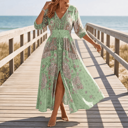Floressa Flowy Floral V-Neck Women's Midi-to-Maxi Dress
