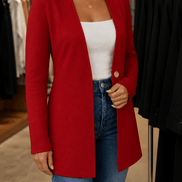 Linevalle Women's V-Neck Single-Button A-Line Tailored Blazer