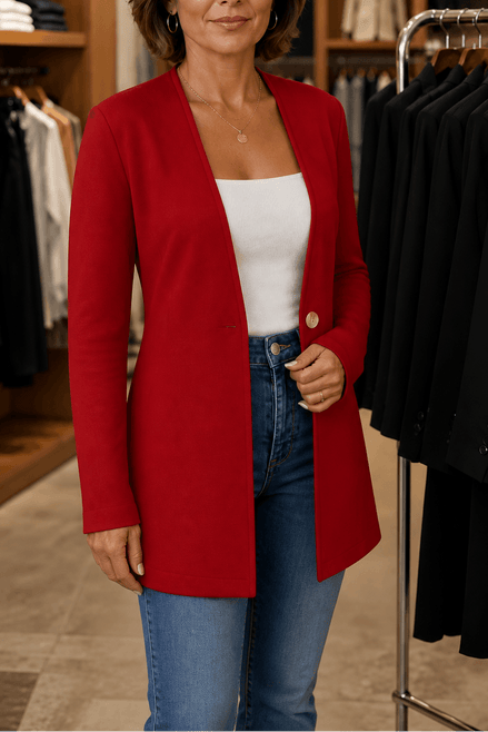 Linevalle Women's V-Neck Single-Button A-Line Tailored Blazer