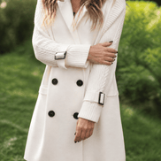 Isola Women's Cable-Knit Sleeve Double-Breasted Longline Winter Coat