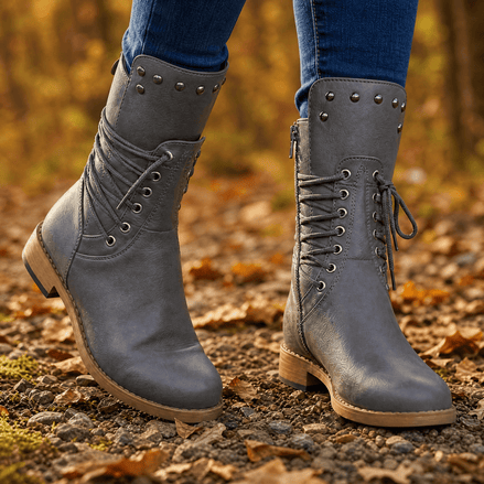 Westlyn Studded Lace-Up Ankle Boots with Wool Lining for Women