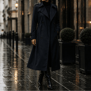 Mayfield Double-Breasted Long Belted Trench Coat with Tie Waist for Women