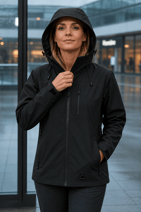 Hooded Waterproof Windproof Polyester Rain Jacket for Women