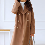Emily Double Breasted Longline Winter Coats Women A-Line Wool Blend