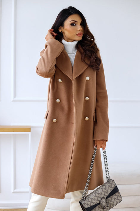Emily Double Breasted Longline Winter Coats Women A-Line Wool Blend