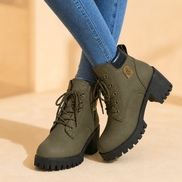 Stridara Lightweight Chunky Platform Combat Boots for Women in PU Leather