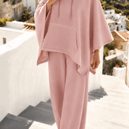 Women's Hooded Cape Top and Wide-Leg Trouser Two Piece Co-Ord Set