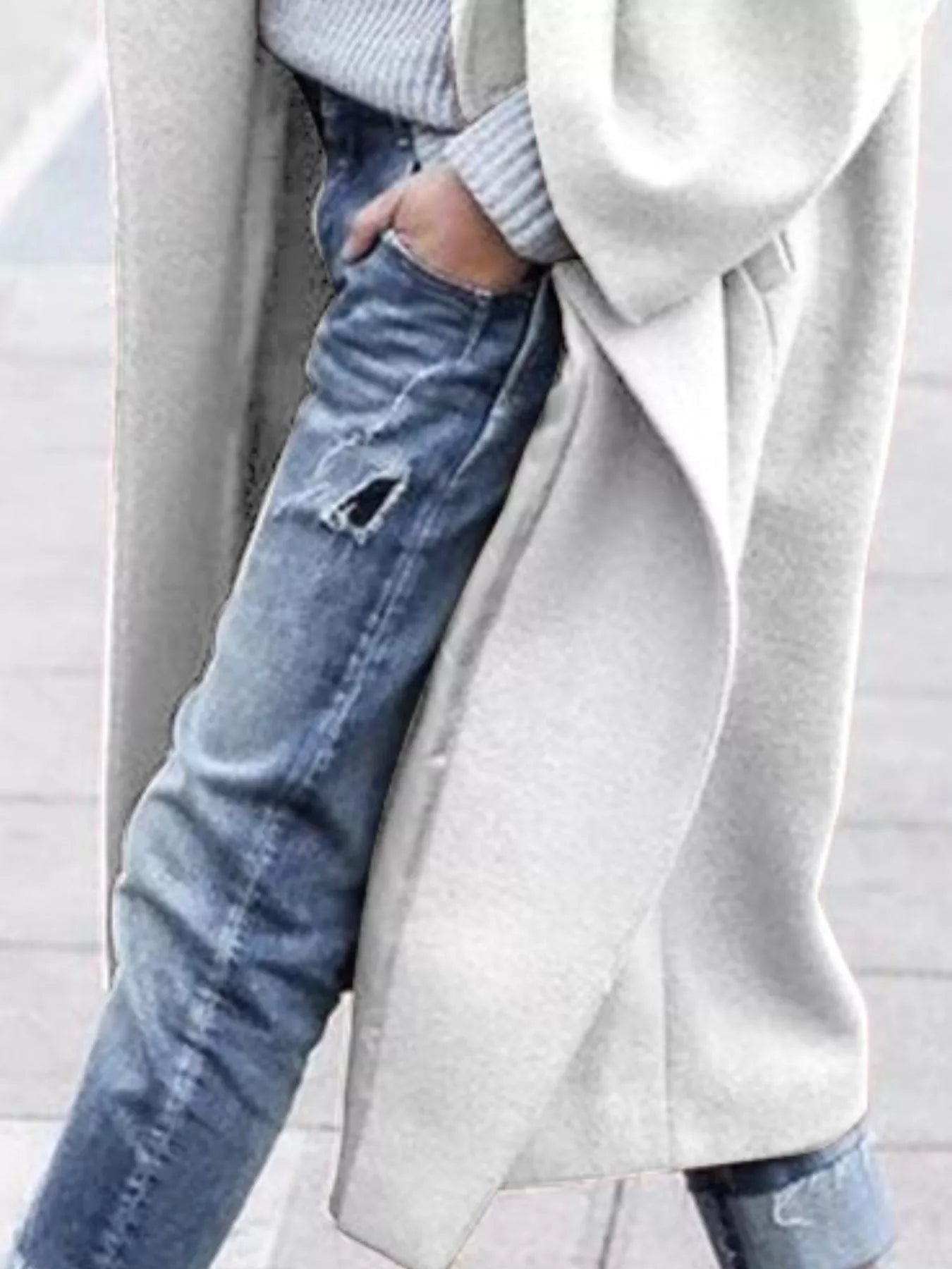 Oversized Long Winter Coat with Wide Sleeves in Wool Blend