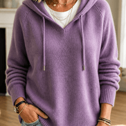 Women's Drawstring Hood Ribbed Knit Jumper