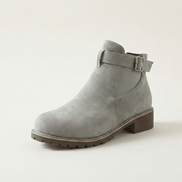 Women's Buckle-Strap Suede-Look Ankle Boots with Lug Sole