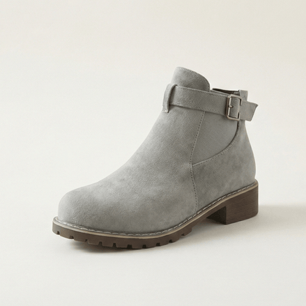 Women's Buckle-Strap Suede-Look Ankle Boots with Lug Sole