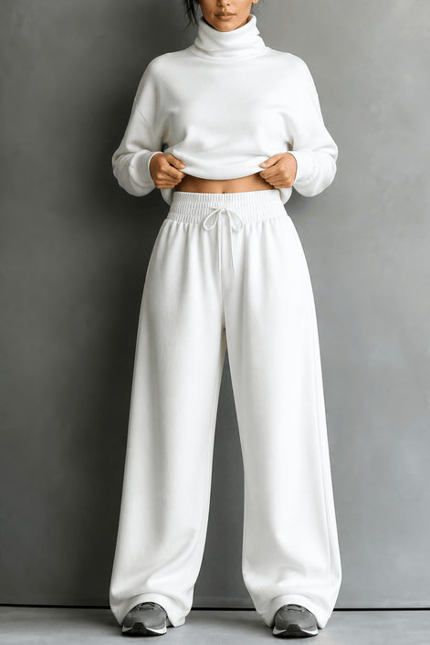 Women's Turtleneck Wide-Leg Trouser Co-Ord Set