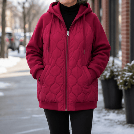 Women's Hooded Quilted Puffer Jacket with Spliced Panels