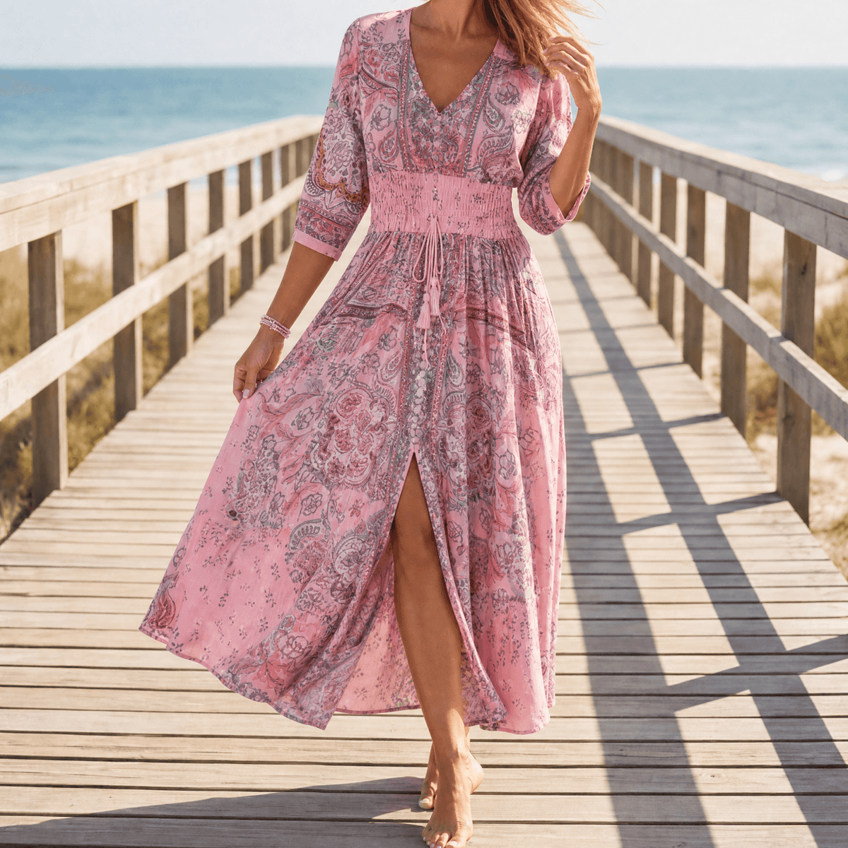 Floressa Flowy Floral V-Neck Women's Midi-to-Maxi Dress