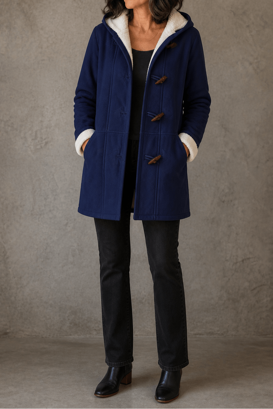 Women's Hooded Faux Suede Winter Coat with Plush Sherpa Lining