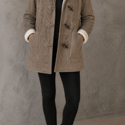 Women's Hooded Faux Suede Winter Coat with Plush Sherpa Lining