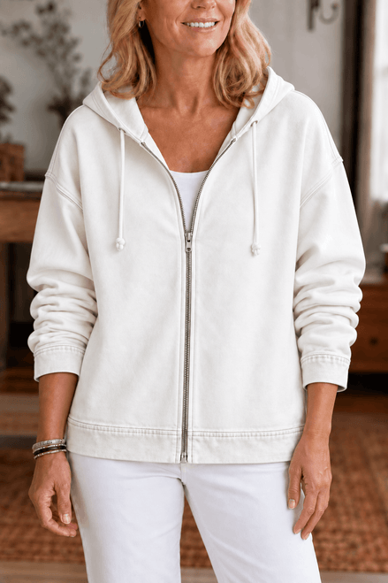 Women's Washed Oversized Zip-Up Hoodie with Lined Hood