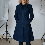 Women's Unstructured Suede-Look Long Coat with Button Front
