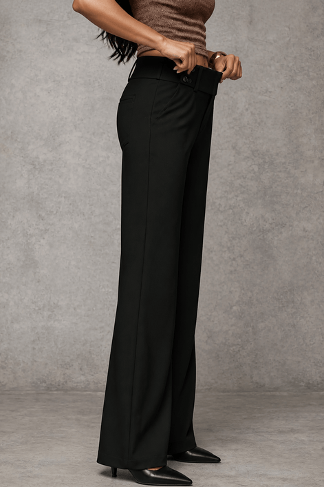Women's Wide-Leg High-Waisted Trousers with Structured Waistband