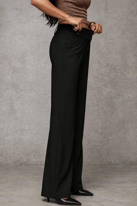 Women's Wide-Leg High-Waisted Trousers with Structured Waistband