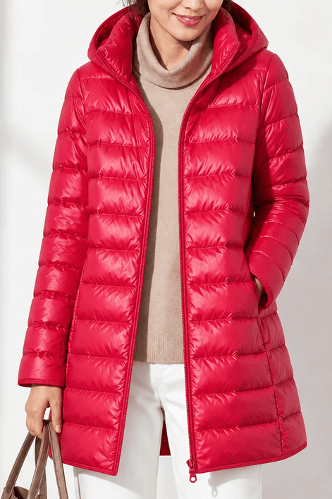Women's Packable Quilted Puffer Jacket with Detachable Hood