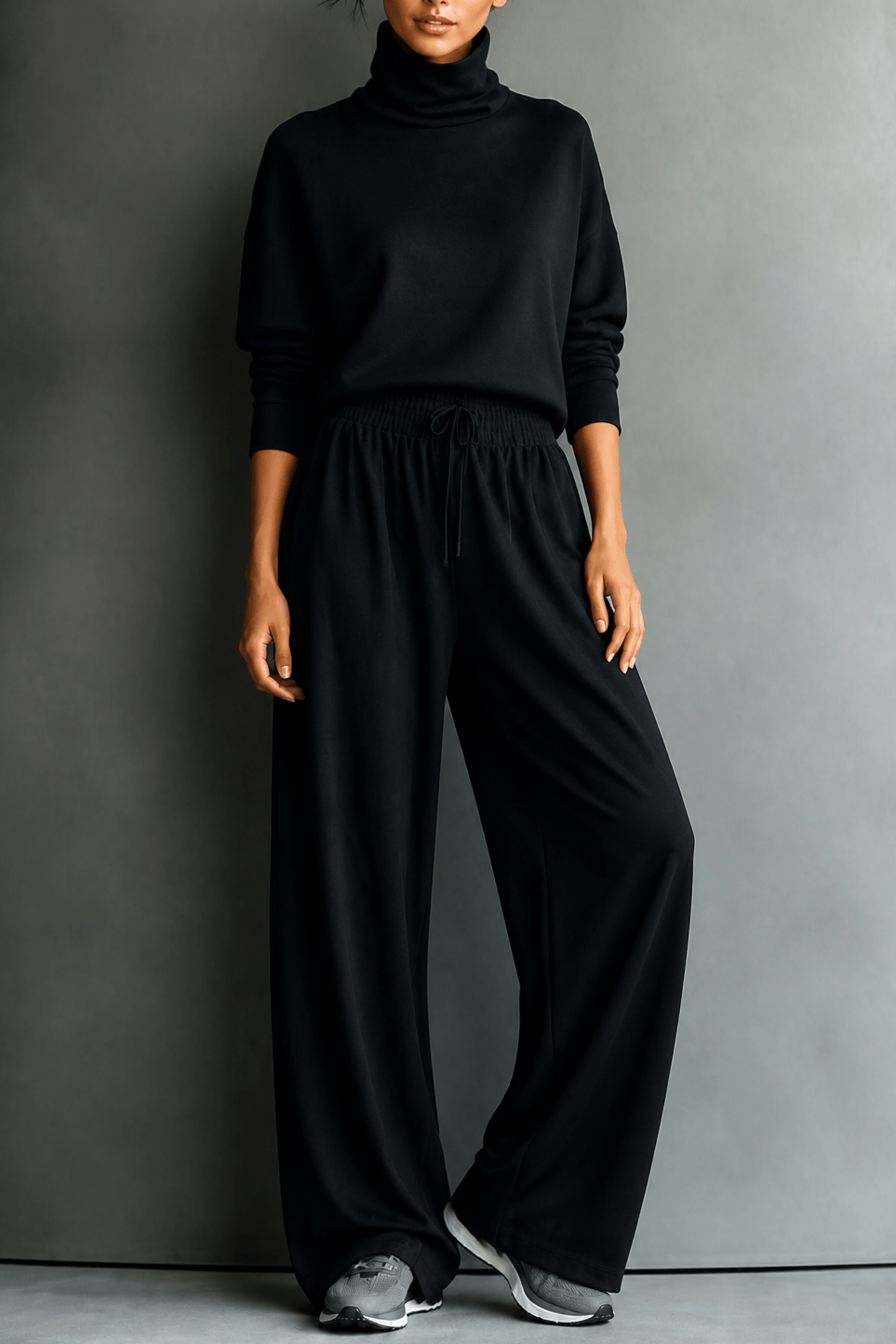 Women's Turtleneck Wide-Leg Trouser Co-Ord Set