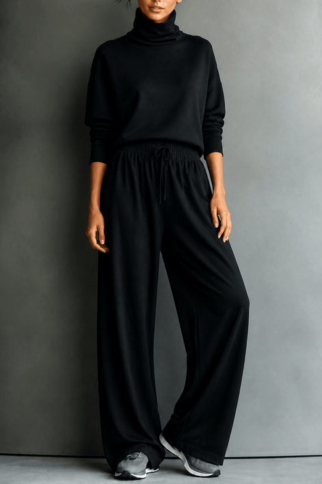 Women's Turtleneck Wide-Leg Trouser Co-Ord Set
