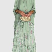Tiered Ruffle Women's Midi Dress with Flutter Sleeves