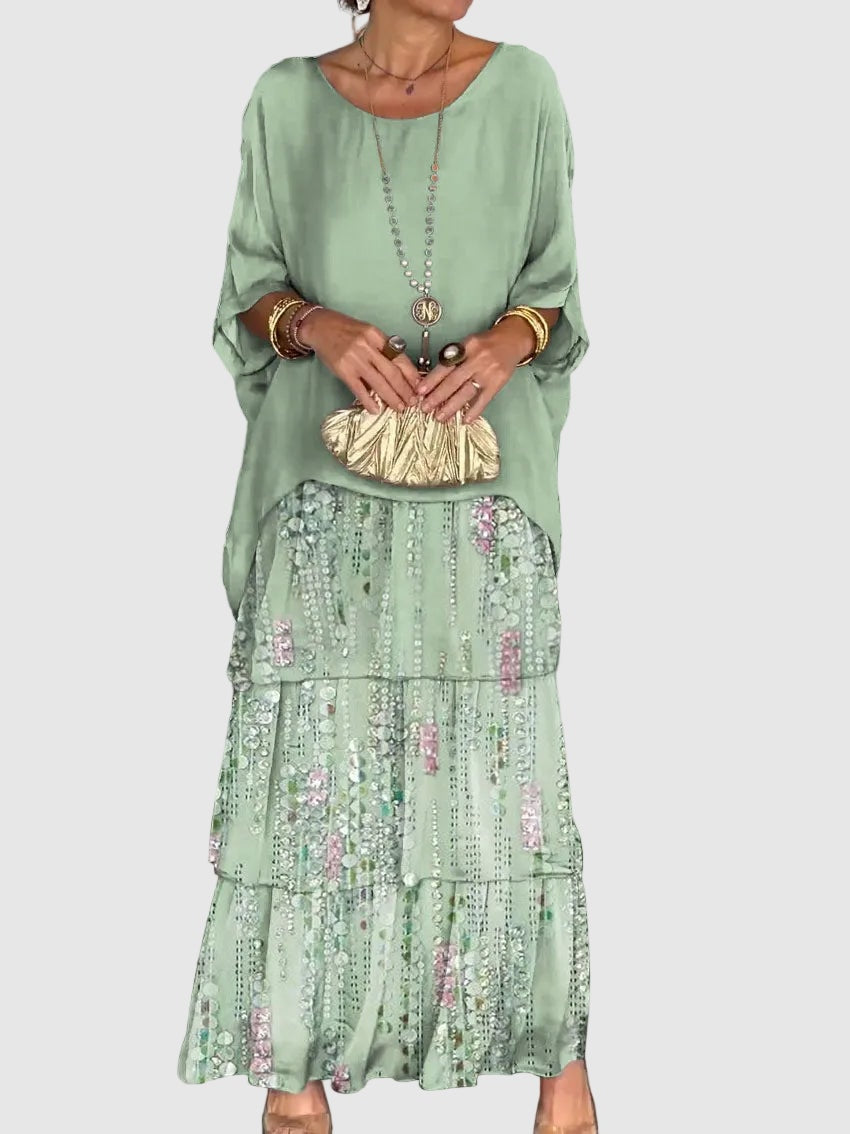 Tiered Ruffle Women's Midi Dress with Flutter Sleeves