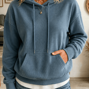 Women's Ribbed Corduroy-Look Hoodie with Front Pocket