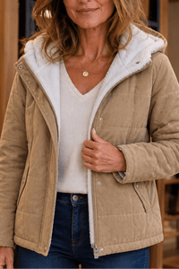 Women's Thickened Hooded Quilted Puffer Jacket with Sherpa Lining