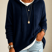 Women's Oversized Hooded Acrylic Knitted Jumper with Drawstring