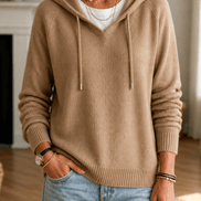 Women's Drawstring Hood Ribbed Knit Jumper